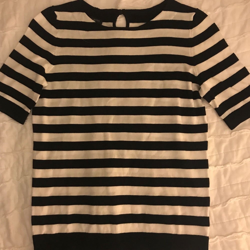 Dark blue and white striped blouse